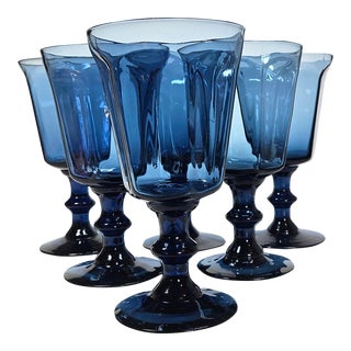 Sapphire Goblets- Set of Six For Sale