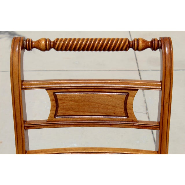 Set of 4 Vintage Federal Style Walnut Dining Chairs With Equestrian Hunt Scene Upholstery For Sale - Image 15 of 18