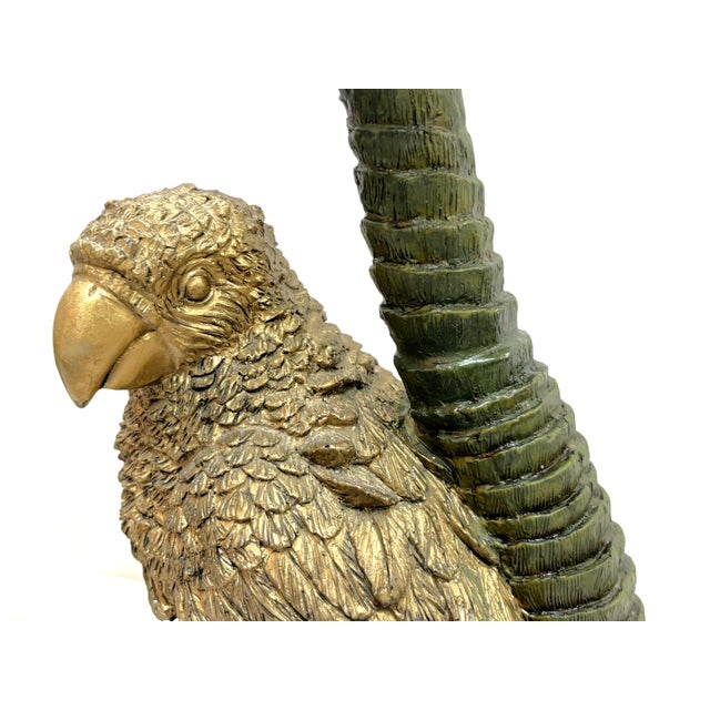20th Century Palm Beach Chic Parrot and Palm Tree Lamps- A Pair For Sale - Image 13 of 18