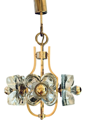 Chandelier in Brass and Glass from Simon & Schelle, 1970s
