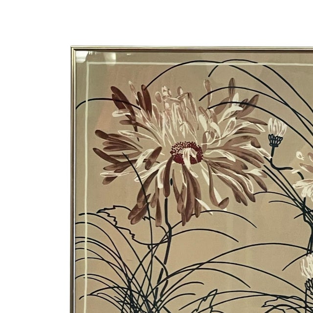 Vintage 1975 Framed Floral Screen Print Dated Botanical Wall Art.. For Sale - Image 4 of 10