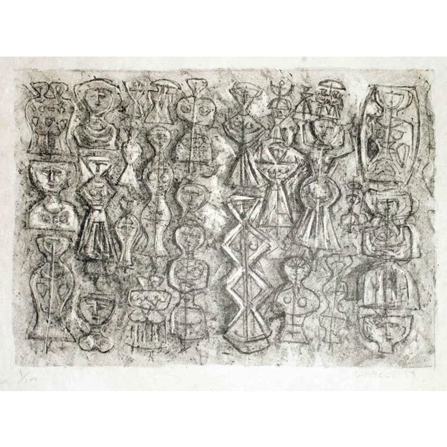 Hand signed. One of 100 copies. In this lithograph, dated 1970 ca. and characterized by a horror vacui decoration,...