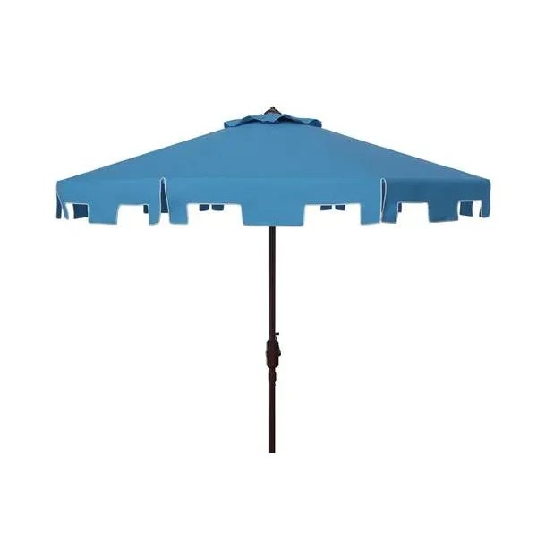 Not Yet Made - Made To Order Outdoor UV Resistant Zimmerman 9 ft Crank Market Push Button Tilt Umbrella With Flap - Pacific Blue For Sale - Image 5 of 5