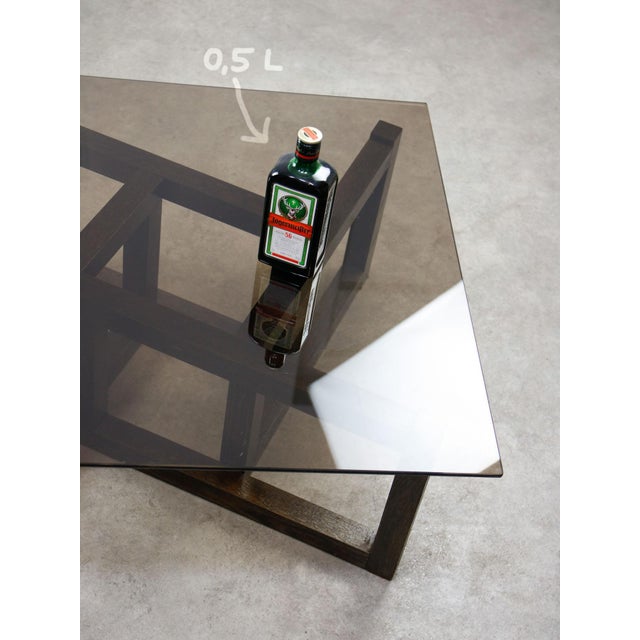 Italian Wooden and Smoked Glass Coffee Table, 1960s For Sale - Image 3 of 18