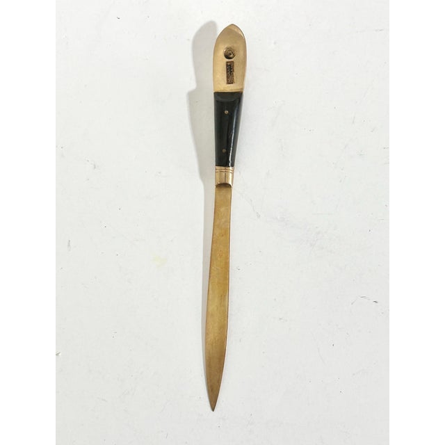 Vintage Thai Brass Letter Opener – Figural Deity Handle With Black Enamel, Mid-Century Desk Accessory For Sale In Louisville - Image 6 of 6