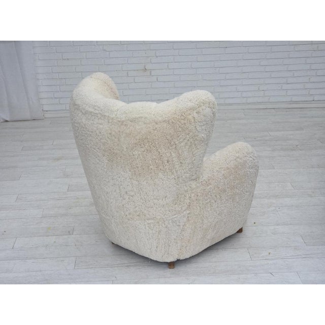 Danish Highback Armchair in Sheepskin, 1960s For Sale - Image 14 of 18