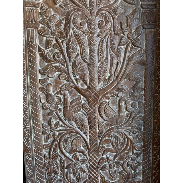 Mid-Century Modern Hand-Carved Tree of Life With Birds – Vintage Wood Wall Art or Rustic Barn Door Panel 84x36 For Sale - Image 3 of 7