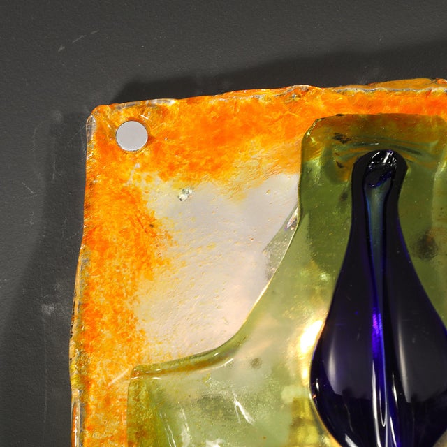Mid-Century Hand-Blown Amber, Green & Blue Murano Glass Sconces by Mazzega For Sale In New York - Image 6 of 18