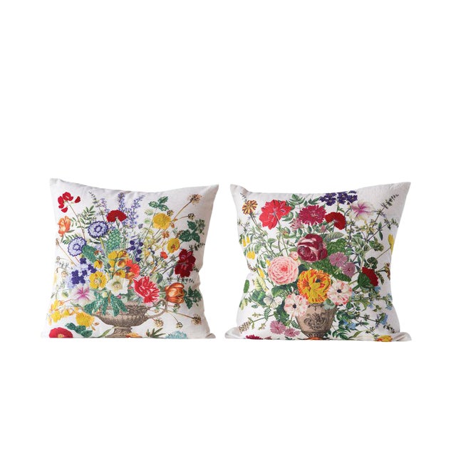 Floral Embroidered Pillows A Pair Chairish