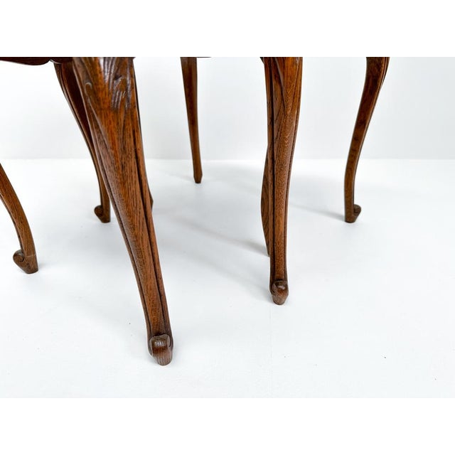 Vintage Nesting Tables with Cane and Glass Top, Set of 2 For Sale - Image 12 of 15