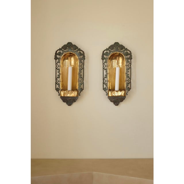Metal 1920s Pair of Swedish Grace Candle Wall Scone For Sale - Image 7 of 10