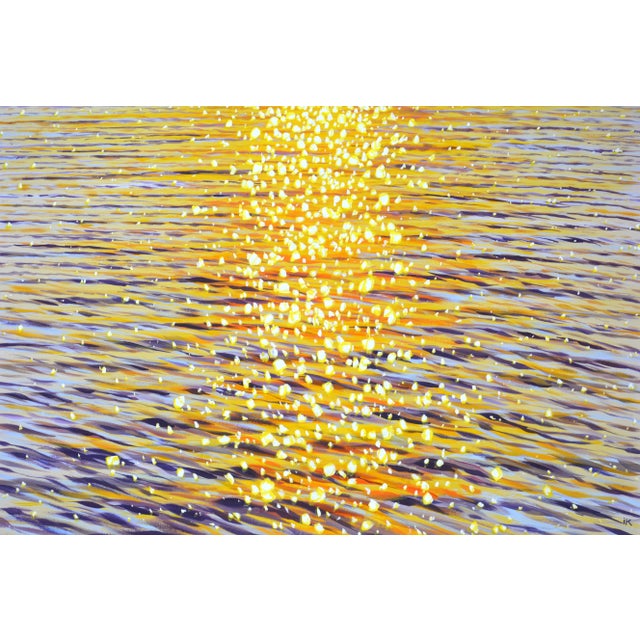 Evening Sparks on the water.Modern Original Painting. Iryna Kastsova For Sale