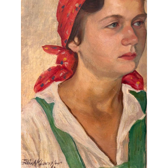 Farmer Woman with Red Headscarf, 1939, Oil on Canvas For Sale - Image 6 of 9