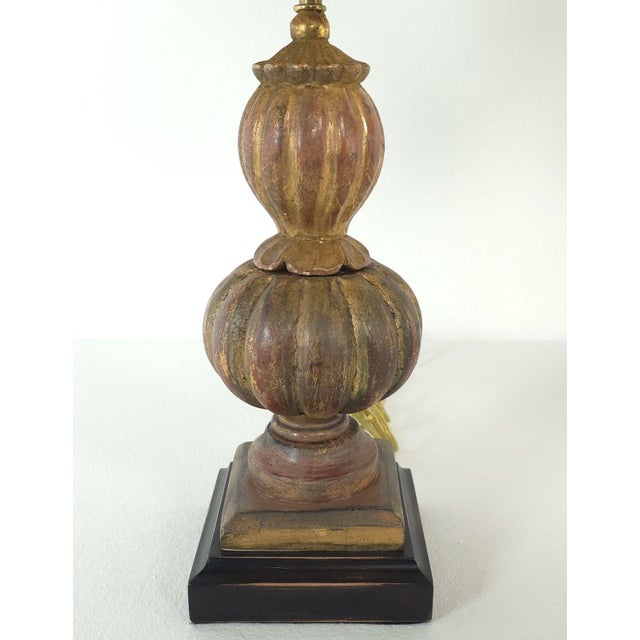 Wood Pair of Carved Antique Giltwood Finials, Now Lamps, Italy, 19th Century For Sale - Image 7 of 7