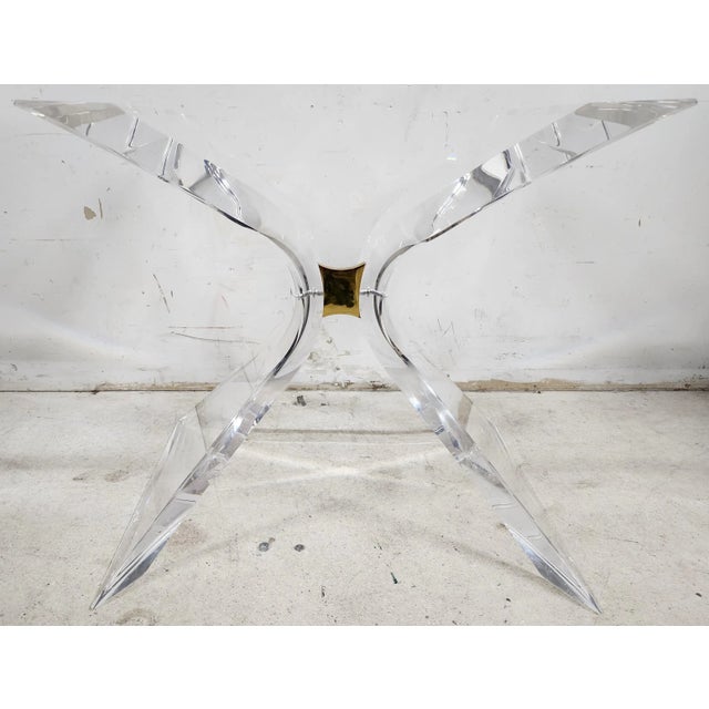 Mid-Century Modern MCM Lucite Dining Center Side Table Base Hollywood Regency by Lion in Frost For Sale - Image 3 of 12