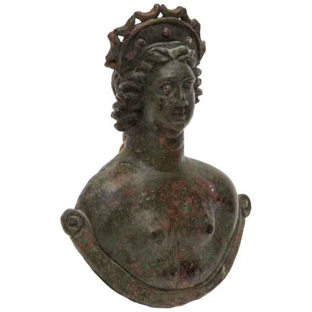 Large Antique German Antiquity of Roman Bust-Weight of Venus with Silver Inlaid Eyes For Sale - Image 5 of 5