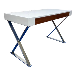 Contemporary Modern X Base Desk in the Style of Milo Baughman