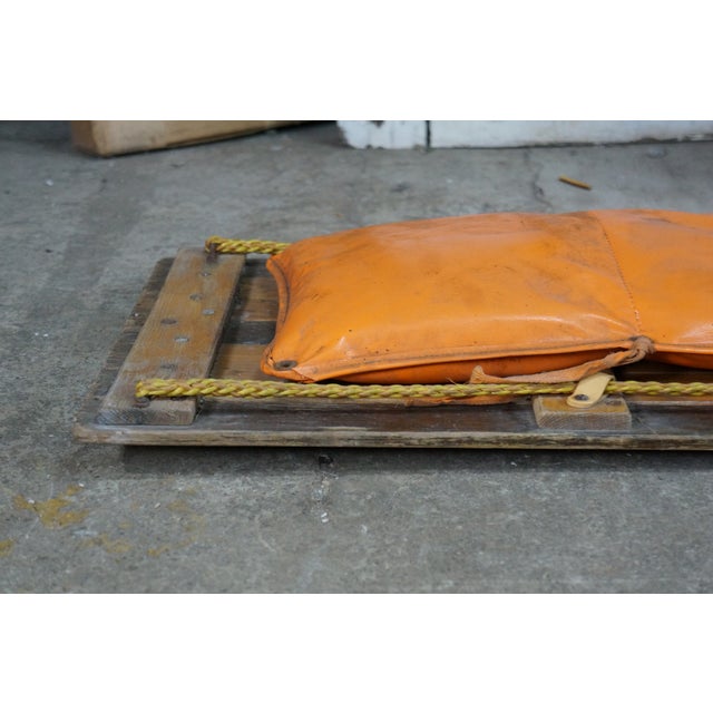 1970s VTG Adirondack Bentwood Oak Toboggan Snow Sled Sleigh Vinyl Seat Cabin Decor 72" For Sale - Image 5 of 18