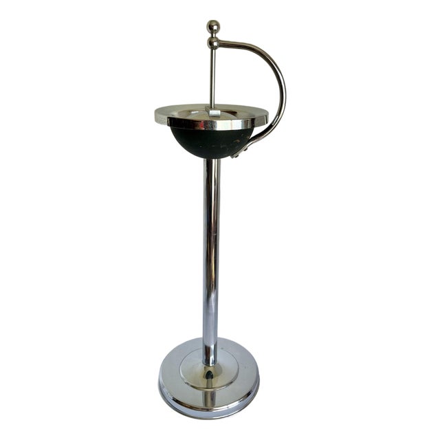 Mid-Century Sculptural Chrome Pedestal Floor Ashtray For Sale