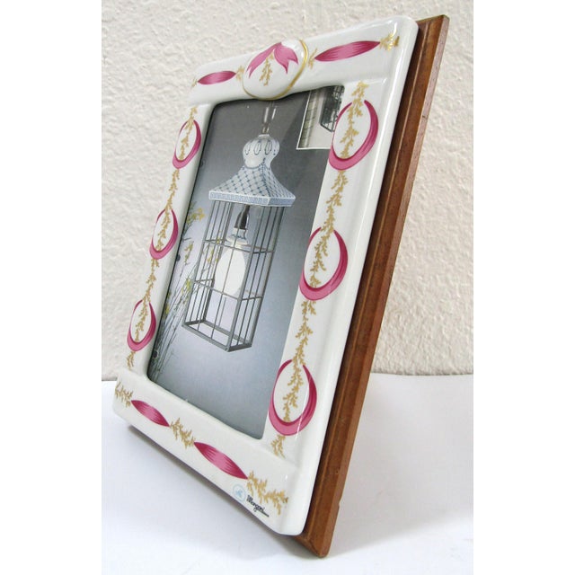 Italian Mangani Italy Magenta and White Porcelain Frame For Sale - Image 3 of 11