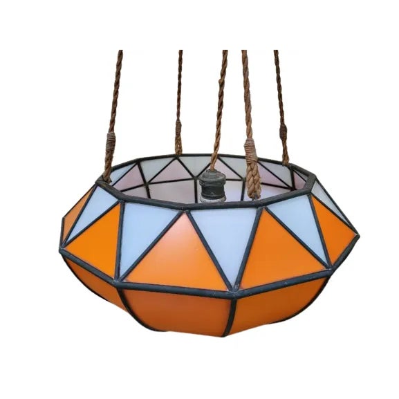 Early 20th Century Vintage Early 20th Century Stained-Glass Hanging Light For Sale - Image 5 of 6