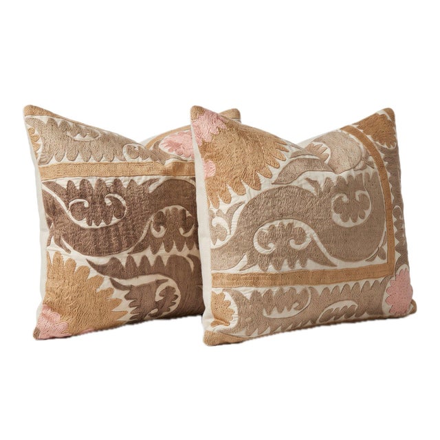 This beautiful 22'' x 26'' hand-embroidered Suzani pillow cover set was made from authentic Uzbek cotton fabric. The...