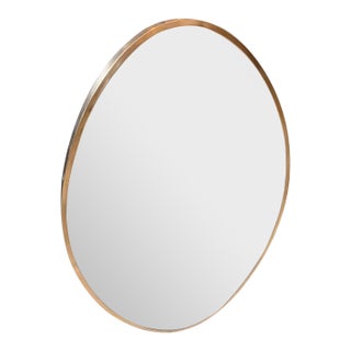 1950s Gio Ponti Style Mid-Century Modern Solid Brass Egg Shaped Wall Mirror For Sale