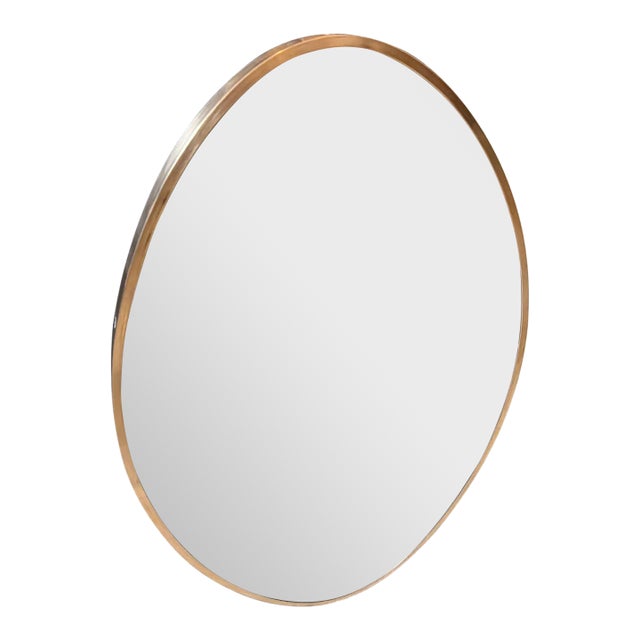 1950s Gio Ponti Style Mid-Century Modern Solid Brass Egg Shaped Wall Mirror For Sale