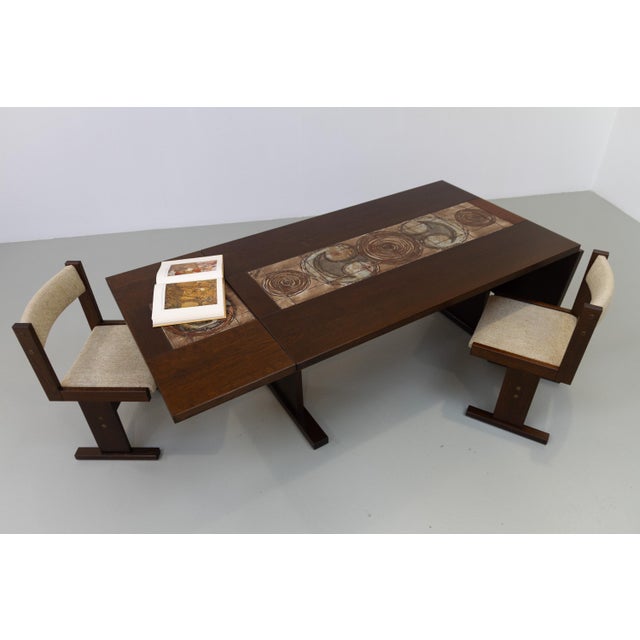Danish Brutalist Oak Drop Leaf Dining Table with Ox Art Tiles by Gangso, 1970s For Sale - Image 9 of 18
