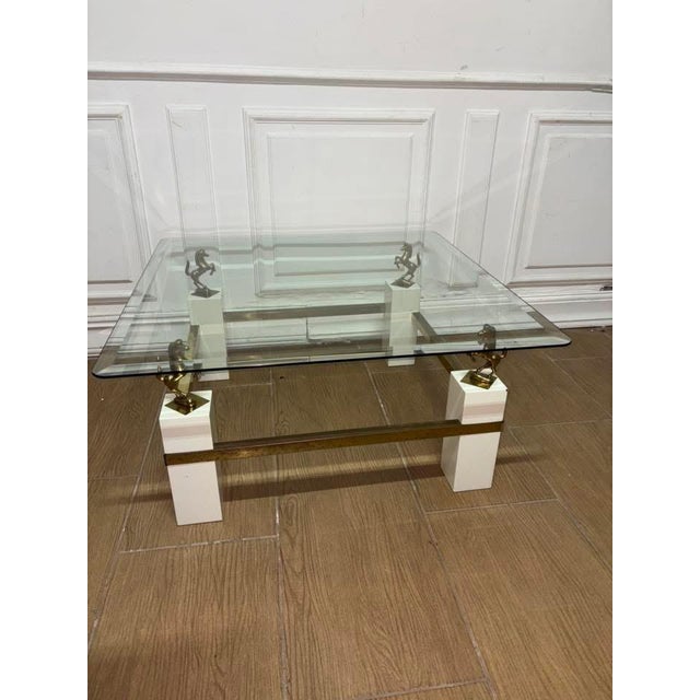 Gold Vintage Coffee Table with Horses, 1950 For Sale - Image 8 of 8