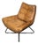 Cognac Leather Armchair with Industrial Metal Base For Sale