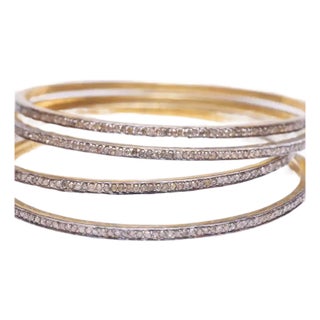 1990s Diamond Vermeil Bangle Bracelet For Sale