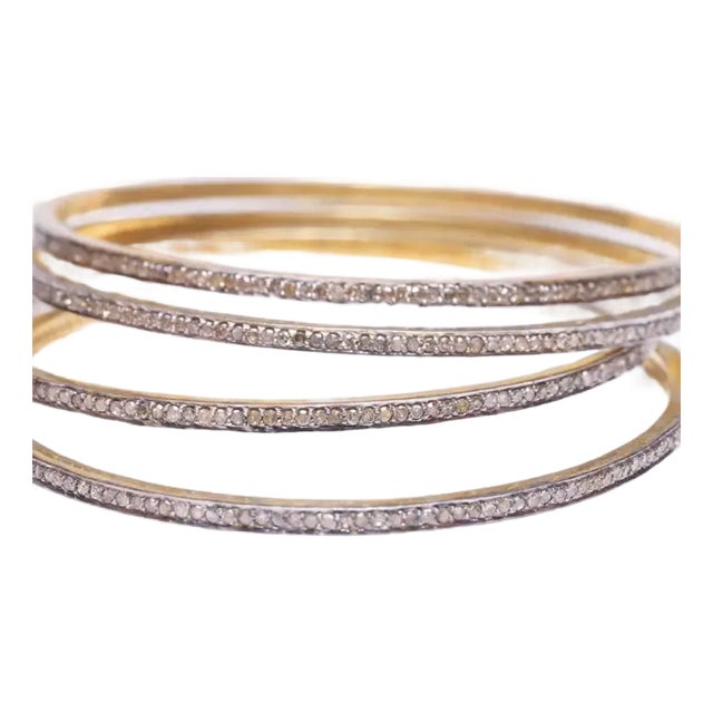 1990s Diamond Vermeil Bangle Bracelet For Sale