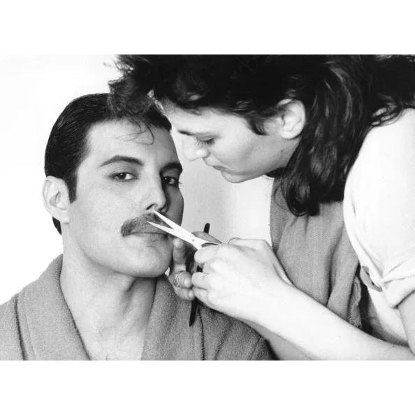 Grooming Freddie' Freddie Mercury Contemporary Archival Black and White Photograph Print From the Original Negative by Steve Wood - 20x16 For Sale - Image 4 of 4