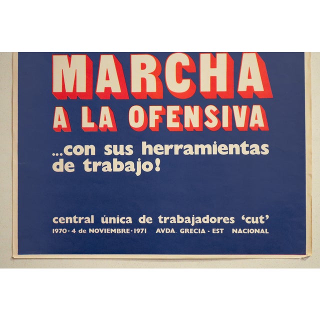 Illustration 1971 Chilean Political Poster, "El Pueblo Marcha a La Ofensiva" (The People March to the Offensive), Cut For Sale - Image 3 of 5