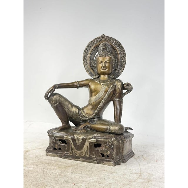 Nepalese Artist, Buddhist Deity Statue of Indra, 1890s-1910s, Bronze For Sale - Image 11 of 11