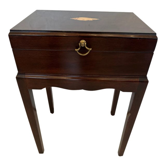 Mahogany Inlaid Box on Stand End Table For Sale