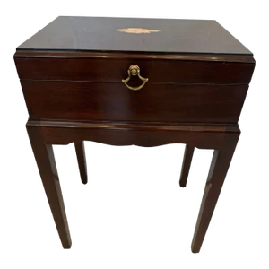Mahogany Inlaid Box on Stand End Table