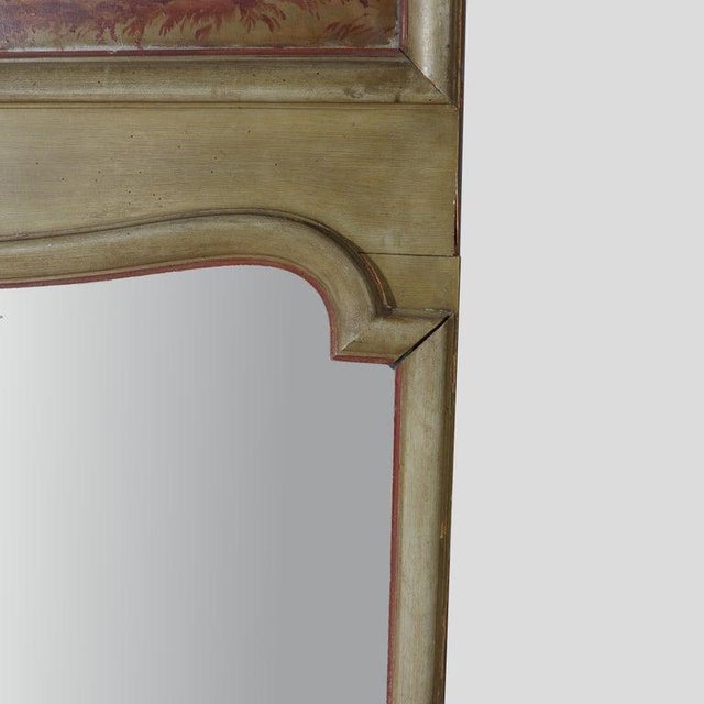74" French Trumeau Mirror With Oil on Canvas Chinese Genre Scene Painting 19thC For Sale - Image 4 of 16