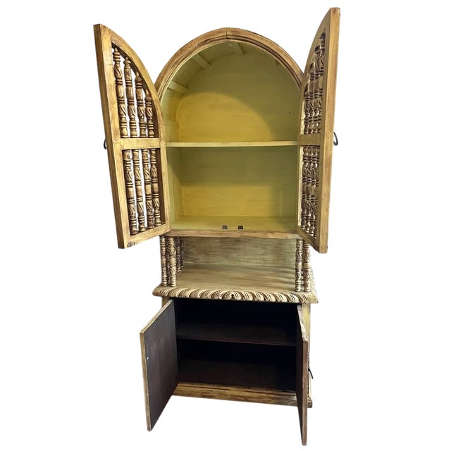 Vintage Spanish Colonial Style Trastero Cabinet From Mexico - 37" X 19" x 81"