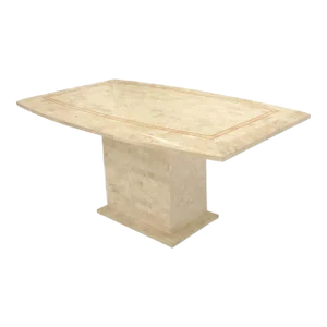 Tessellated Stone Tile Mid-Century Modern Boat Shape Dining Table