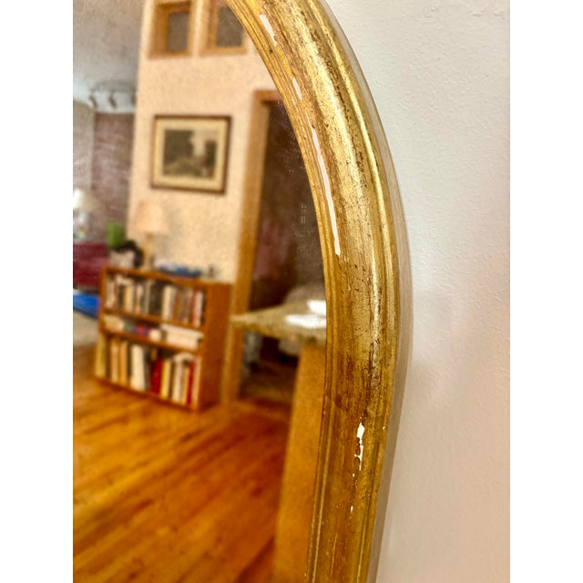 Italian Carved Wood/Gold Finish Arched Full Length Mirror For Sale - Image 4 of 4