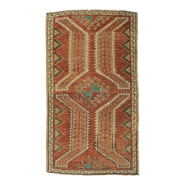 Turkish Mini Rug Oriental Hand Knotted Vintage Rug 1'9" x 3'1" #21160 For Sale
