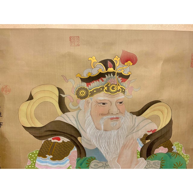 Tan A Chinese Framed Scroll of an Elder Man For Sale - Image 8 of 10