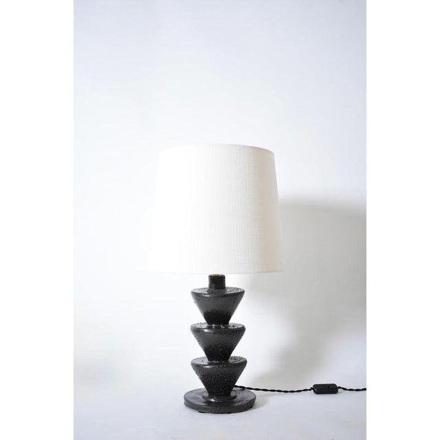Large Black Ceramic Table Lamp by Barracuda Interiors For Sale - Image 6 of 6