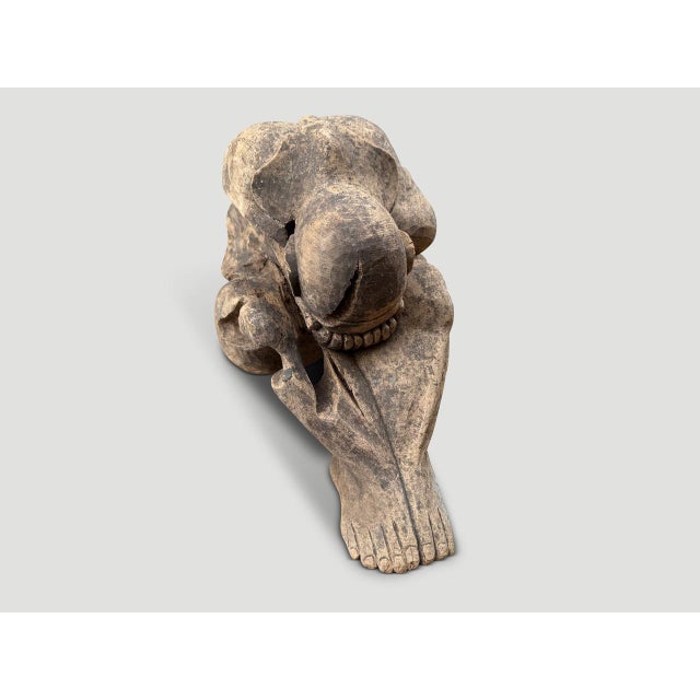 1930s 1930s Praying Buddha Rustic Wooden Sculpture For Sale - Image 5 of 6