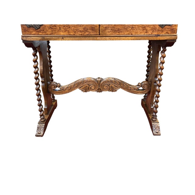 William & Mary Revival Burl Walnut Cabinet on Stand, Circa 1920s, Attributed For Sale - Image 10 of 14