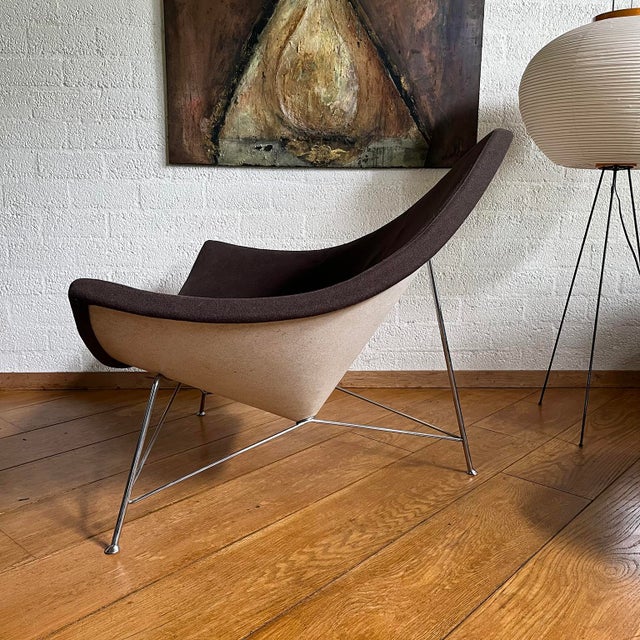 Mid-Century Modern Early Metal Shell Coconut Chair in Brown Upholstery by George Nelson, 1955 For Sale - Image 3 of 17
