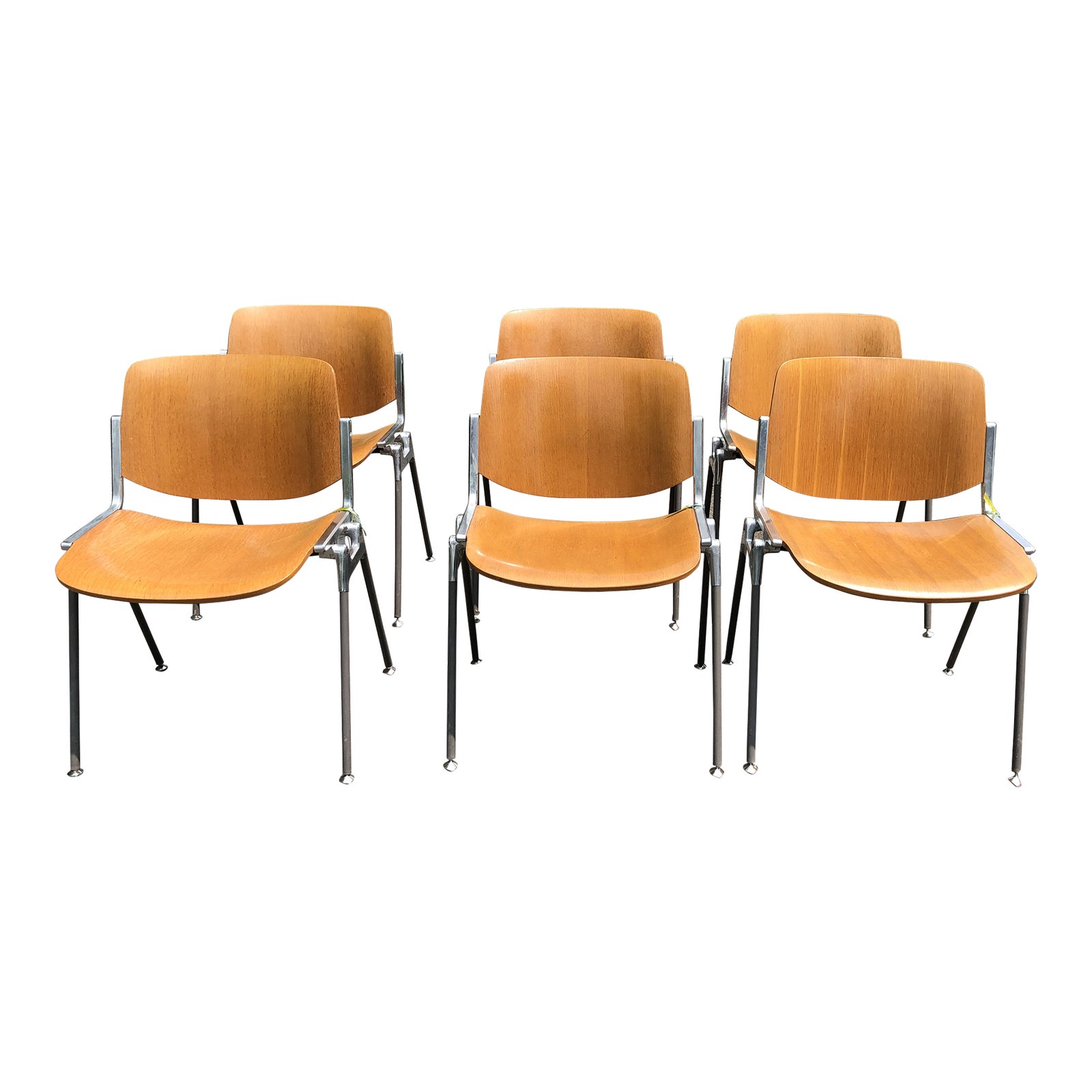MidCentury Modern Plywood & Steel Schoolhouse Dining Chairs Set of 6 Chairish