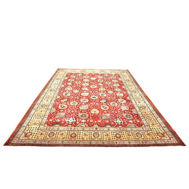 Condition: Antique Circa: 1930s Origin: Persia Design: Tabriz Pahlavi Actual Size: 9.10 X 13.1 Color: Persimmon Red,...
